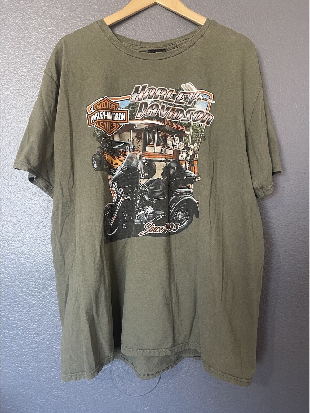 Harley Davidson T-Shirt 3XL XXXL Florida Army Green Tallahassee Short Sleeve FL - Picture 2 of 15
